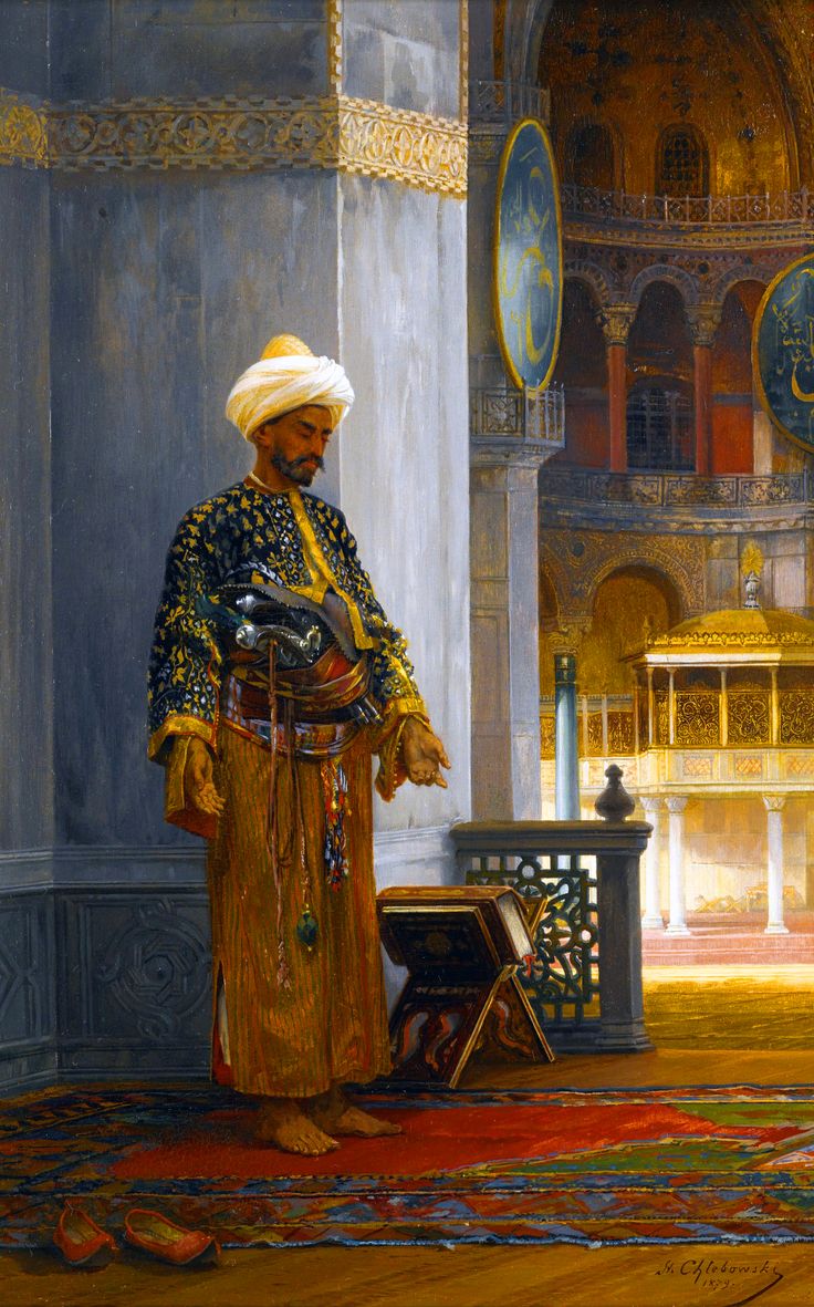 Ottoman soldier praying at Hagia Sophia, Istanbul