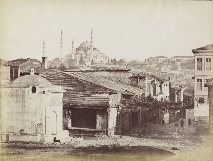 Fatih’te bir Çeşme ve Süleymaniye / Guillaume Berggren Fotoğrafı / 1870