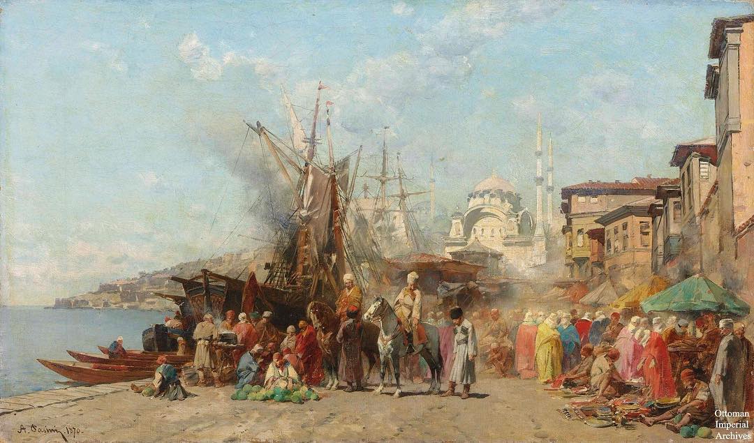 A market near the Nusretiye mosque in Tophane, Istanbul, 1870.

Nusretiye Camii ...