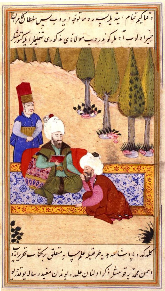 Ali Kuşcu'nun, Fatih Sultan Mehmed'e eserini sunması.