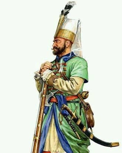 An Ottoman Janissary soldier.
Bir Osmanlı Yeniçeri askeri.
جندي عثماني إنكشاري

...