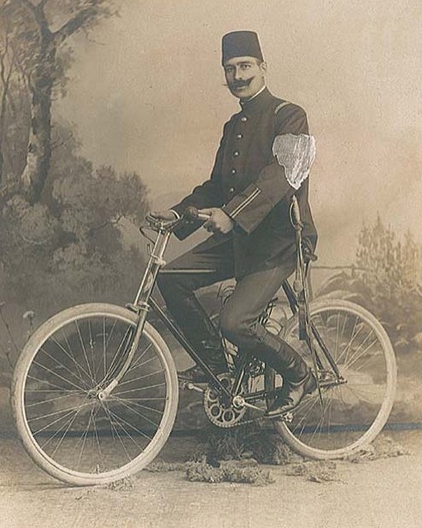 An Ottoman Policeman with Bicycle, 1900s 
Bir Osmanlı Bisikletli Polis, 1900'ler...