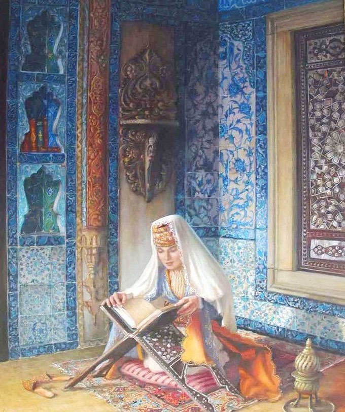 An Ottoman Woman Reading Quran, 19th Century 
Kuran Okuyan Kadın, 19. Yüzyıl.
.
...