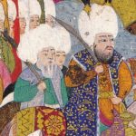 Haçova Savaşı, önde III. Mehmed, sağında padişah hocası ve Tacüttevarih yazarı v