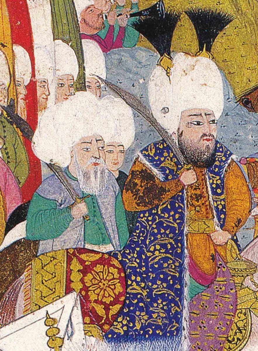 Haçova Savaşı, önde III. Mehmed, sağında padişah hocası ve Tacüttevarih yazarı v