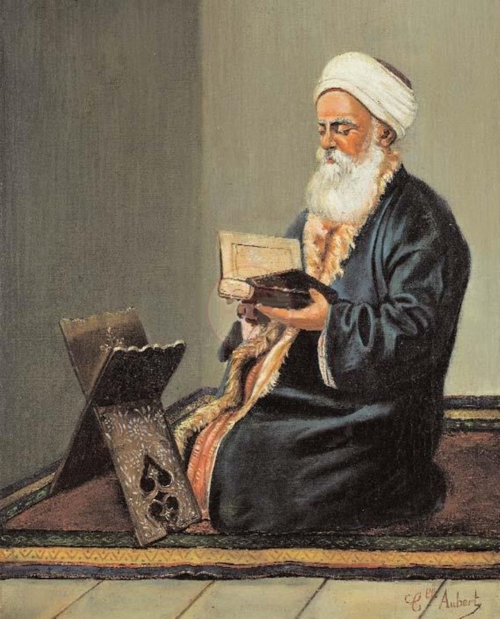 Kur'an okuyan bir Osmanlı dedesi. An Ottoman old man reading Qur'an....