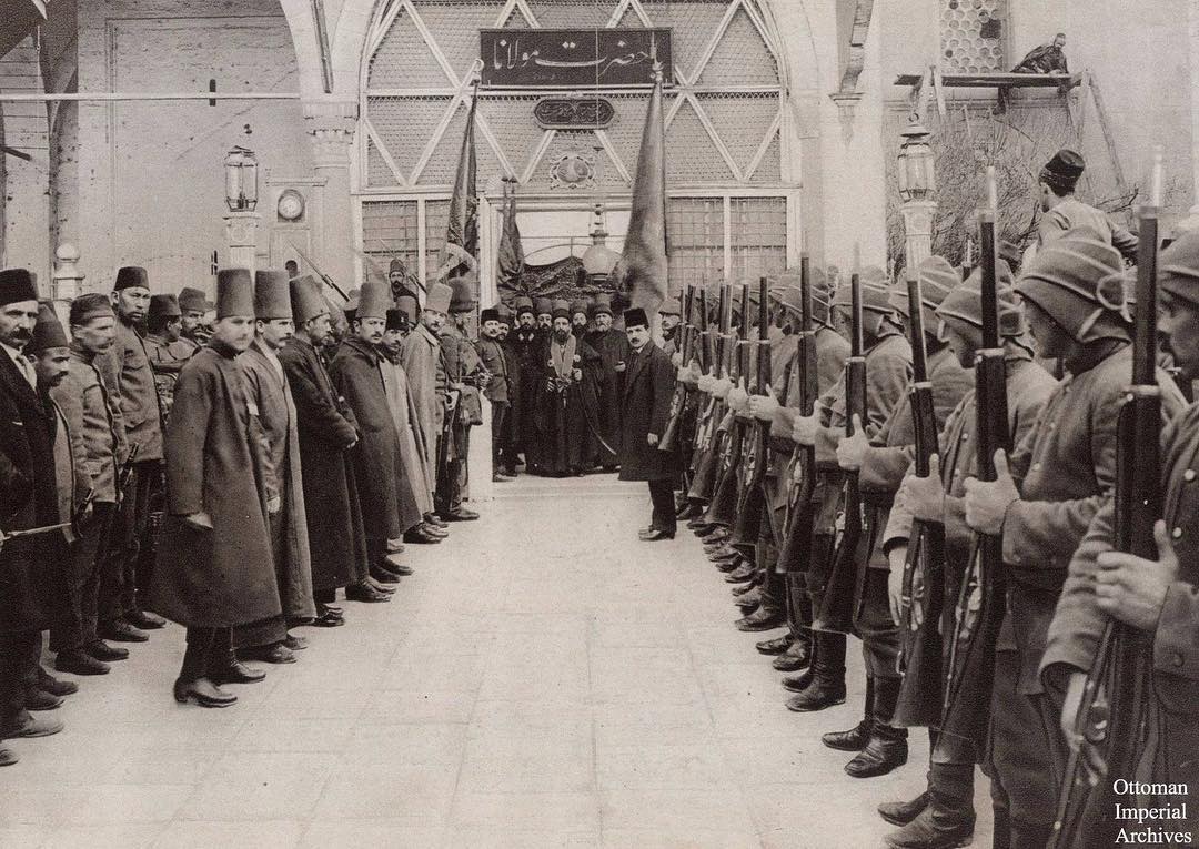 The Mevlevi Regiment, Konya, December 1914. They served in Syria and Palestine u...