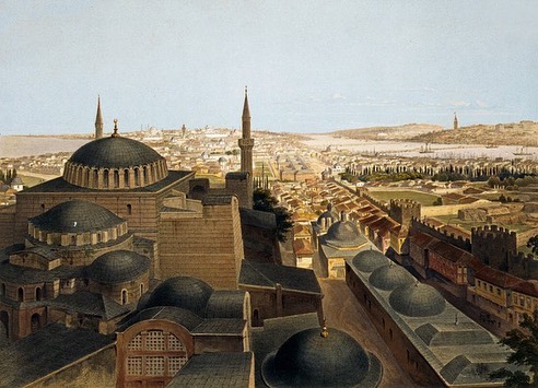 View of Istanbul from the Minaret of the Hagia Sophia Mosque, 1852 
Ayasofya Min...