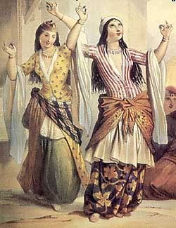 dancing harem women in Turkish (ottoman empire) costume