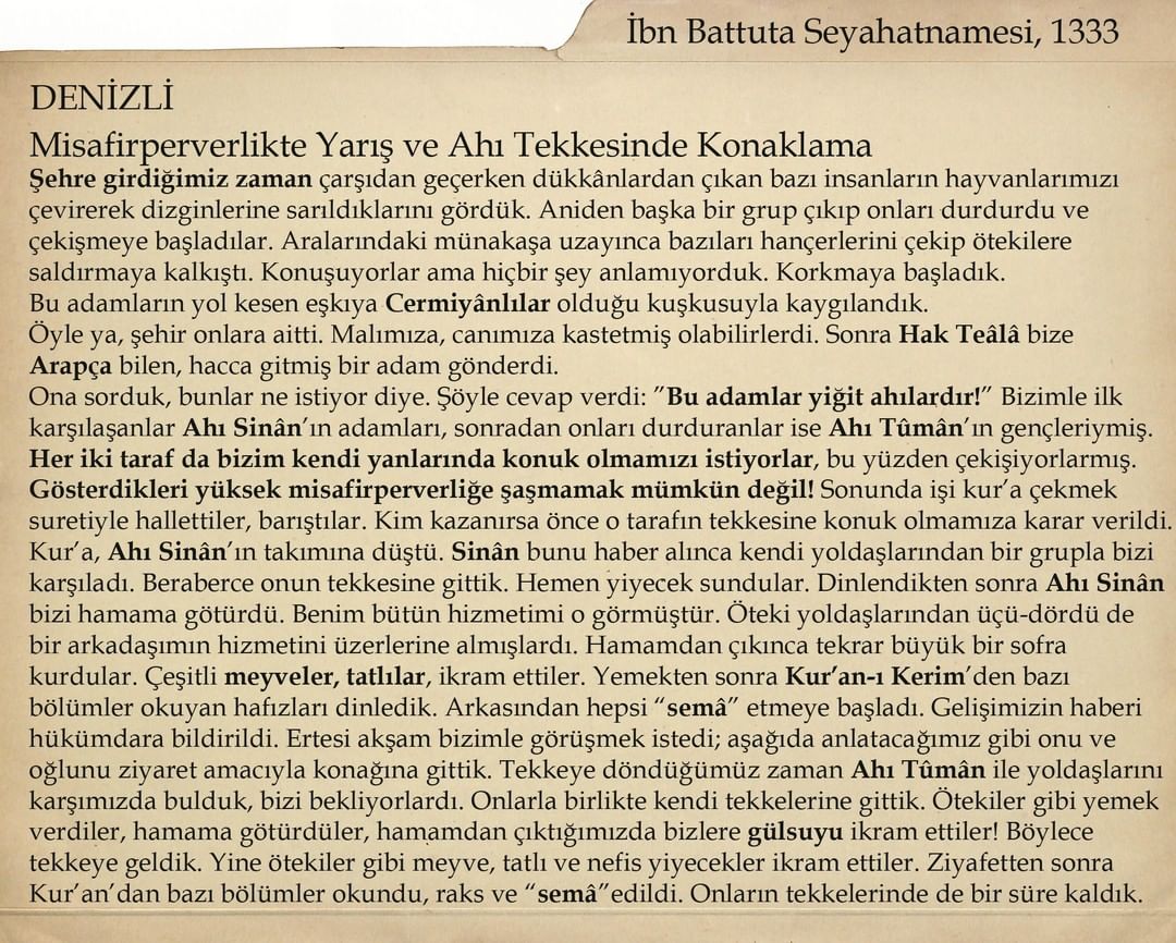 İbn Battuta Seyahatnamesi, 1333
(Denizli'ye Giriş ve İbn Battuta'yı Misafir Etme...